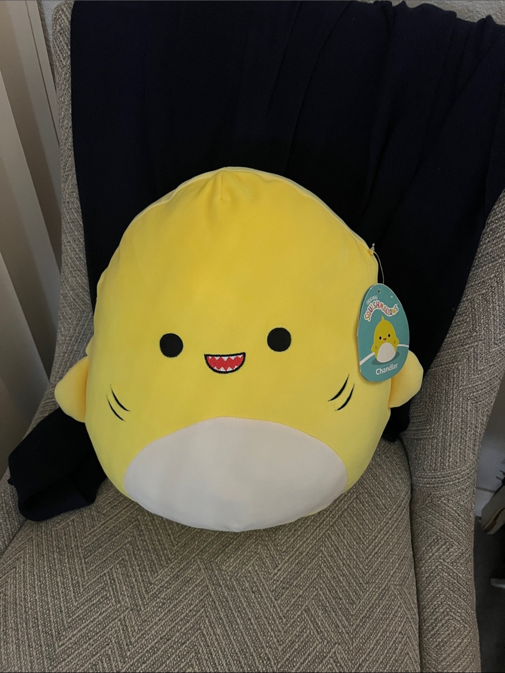 Squishmallows Yellow Chandler Shark Plush Pillow